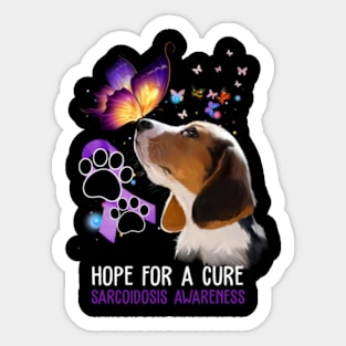 Hope For A Cure Sarcoidosis Awareness Dog Butterfly Ribbon Sticker